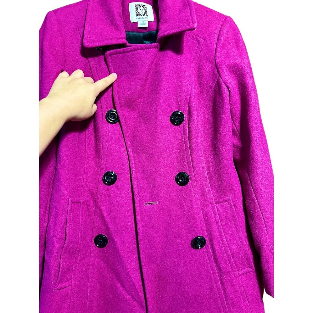Anne Klein Fuchsia Trench Coat Size Small - Picture 2 of 14